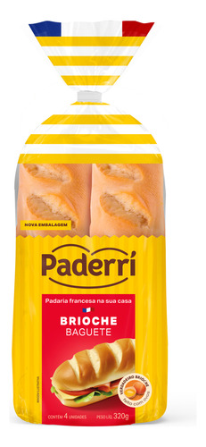 Pao Baguete Brioche 320g - Paderrí - Kit 8 Unidades