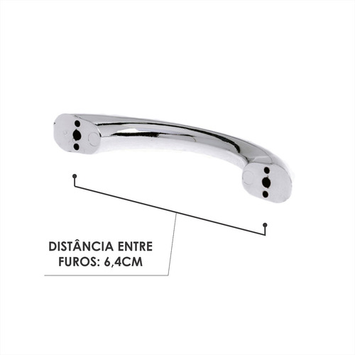 Imagem 4 de 4 de Kit 15 Puxador Móveis Porta Gaveta Armario 64mm Cromado