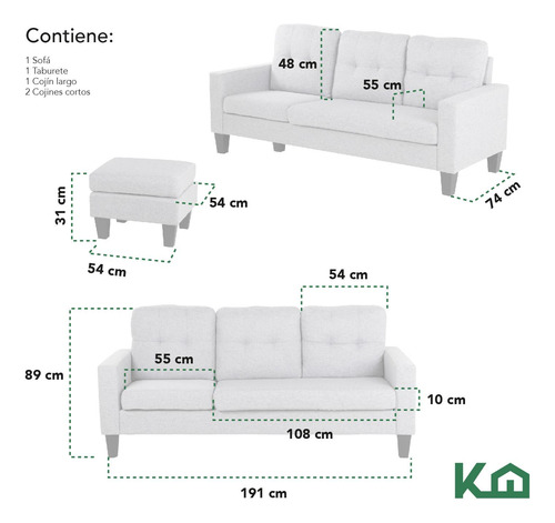 Sofá Sala Esquinera Izquierda Sillón Reversible Madera