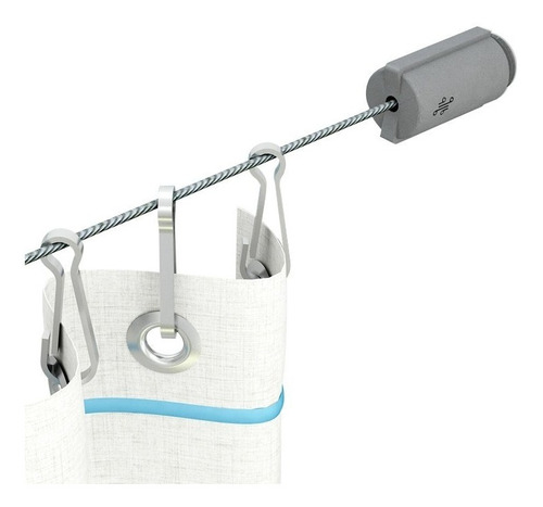 Barral Tensocable Gris Para Cotina De Baño + Ganchos