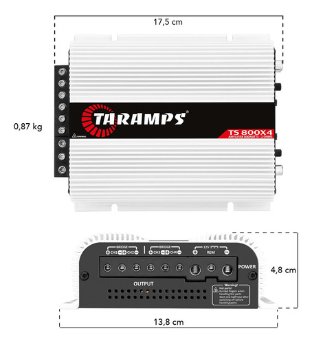 Modulo Amplificador Taramps Ts800 2 Ohms 4x200w Rms
