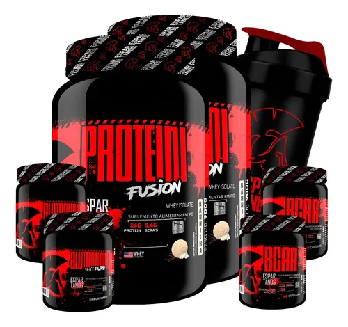 Combo Duplo Whey Fusion + 2x Bcaa + 2x Glutamina + Shaker