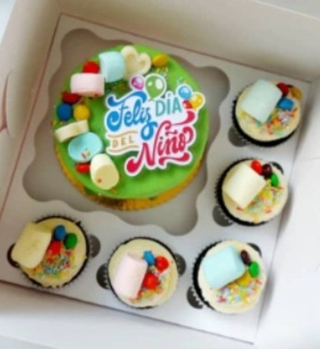 Cajas Para Mini Torta Y 5 Cupcakes / Pack De 6 Unid.