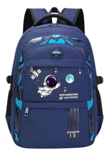 Mochila ortopédica impermeable para niños Astronaut, grados 3-6, color azul