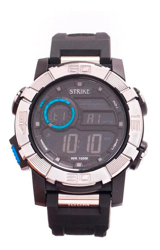 Reloj pulsera Strike Watch M1202-0AAC-BKBK, para hombre, fondo gris, con correa de resina color negro