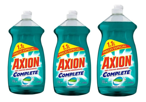 Lavatrastes Axion Complete Poderoso En Plásticos 1.1lt 3pzas