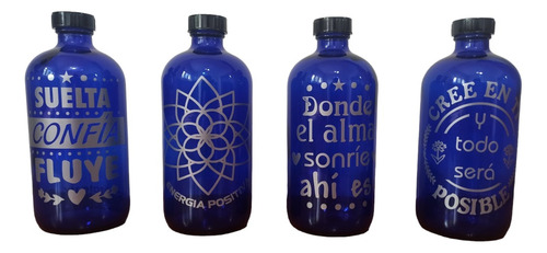 Botella De Vidrio Azul 500ml Para Solarizar 