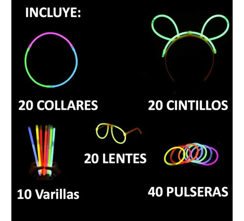 Imagen 3 de 3 de Combo Para 40 Personas Neon Fiesta Hora Loca