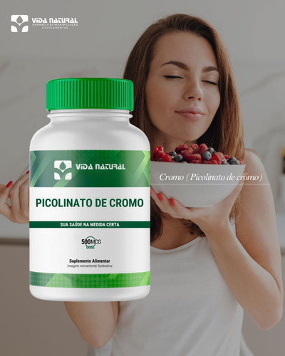Picolinato De Cromo 500mcg, 120 Cápsulas - Vida Natural Sabor Sem Sabor