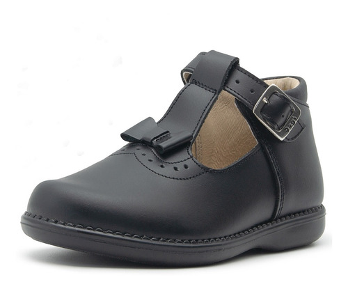 Zapato Bota Niña Dogi Con Arco Hebilla Negro Piel 18-21.5