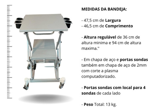 Carrinho Rack Mesa Auxiliar Para Ultrassom Portatil Seguro
