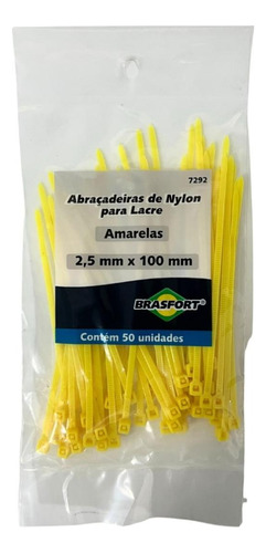 Abracadeira Nylon Brasfort Amarela 2,5x100 50 Pecas 7292