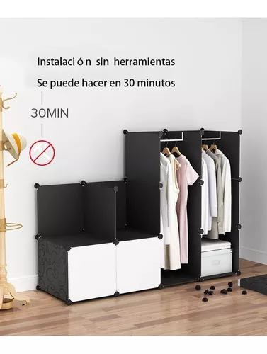 Clóset de ropa portátil de ensamblaje manual, organizador de almacenamiento  de ropa y telas