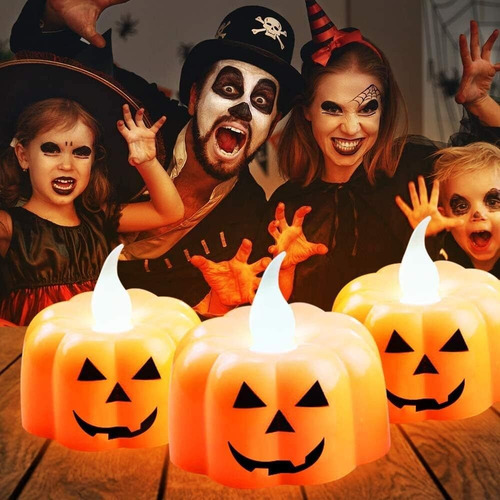 12pcs Candelitas De Calabaza Velas Luces De Té Sin Llama