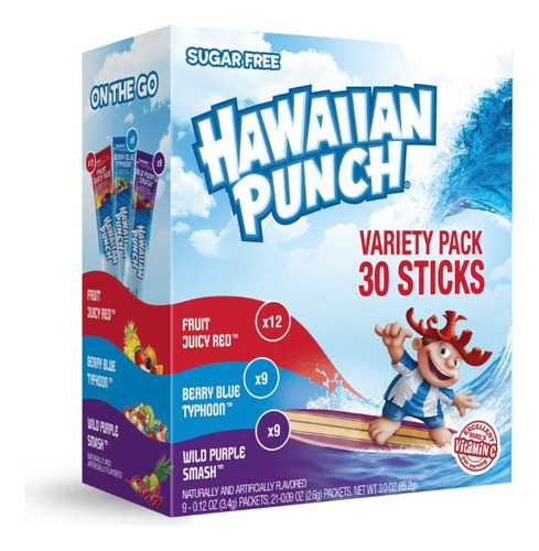 Hawaiian Punch Polvo Sugar Free Varios Sabores 30 Sticks 