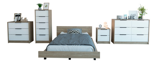  Base De Cama Single+mueble De Tocador - Kaia - Miel/blanco 