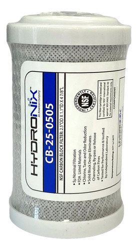 Refil Filtro Carvão Ativado Hydronix Cb-25-0505 Cor Branco