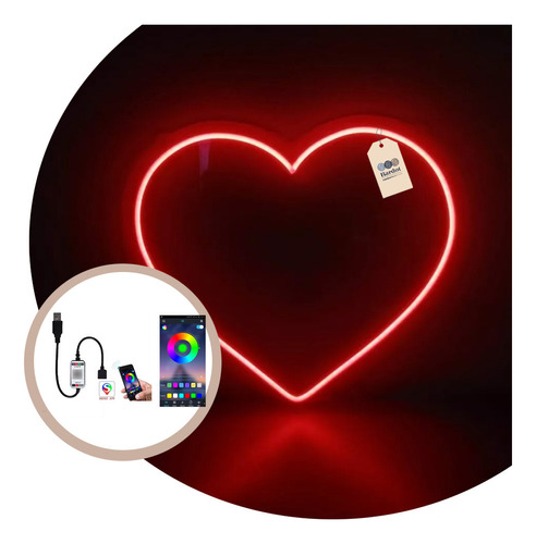 Cartel Neon Led Lampara Luz Corazón Mujer 220v App Bluetooth
