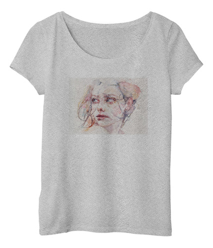 Remera Mujer Retrato Acuarela Mujer Bella