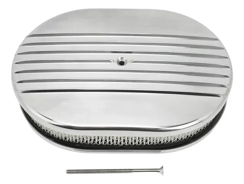 Filtro De Aire Ovalado De Aluminio Pulido 15 Pulgadas Con Filtro Lavable Rojo | Universal, SPC, Para SBC Y BBC, Alto Rendimiento
