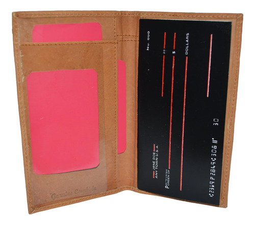 Leatherboss Funda Para Chequera Delgada De Piel Auténtica Y