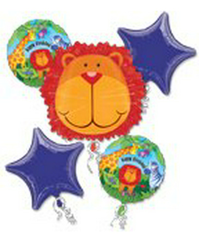 Safari Lion Feliz Cumpleaños Globos Bouquet.