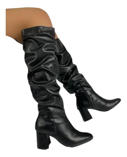 Altas Tacon Botas Caa Alta Botas Largas Negras De Cuero Botas Por