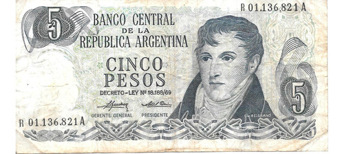 Bottero 2333a Billete De Reposición De 5 Pesos Ley 18188 