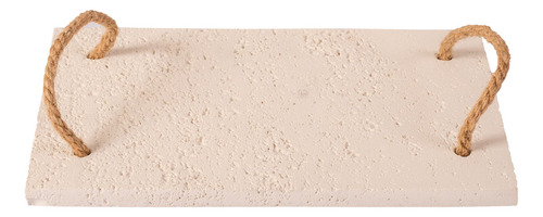 Bandeja Decorativa Piedra Blanca Rectangular Adorno Color Beige