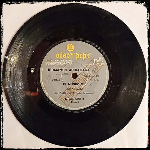 Hermanos Arriagada - Esta Tarde Vi Llover 1967 Vinilo Single (Usado)