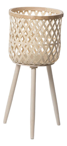// Macetero De Suelo Con Cesta De Ratán, Beige 61x27,5cm