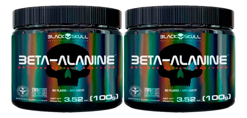 Kit 2x Beta Alanina Micronizada 100g - Black Skull Sabor Sem Sabor