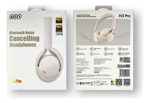 Headset Qcy H3 Pro Anc 50db Bluetooth 5.4 Multiponto 55h Cor Branco Branco