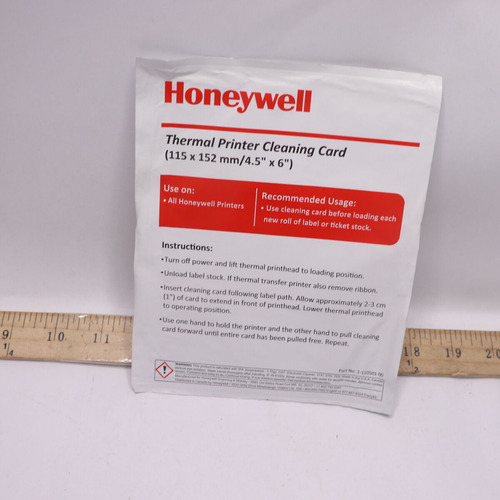 Honeywell Thermal Printer Cleaning Card 115 X 152 Mm 4.5 Jjc