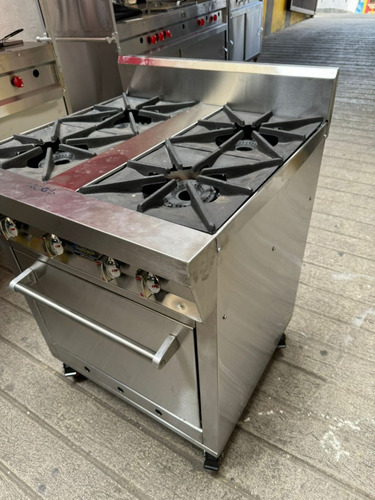 Cocina Industrial 4 Hornilla Con Horno, Gratinador Ruedas