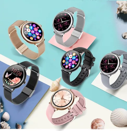 Smartwatch Reloj Inteligente Redondo Cf80 Mujer + Malla