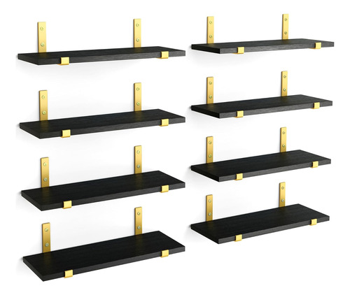 Estantes Flotantes Para Pared De Madera Rústica Negro Fixwal