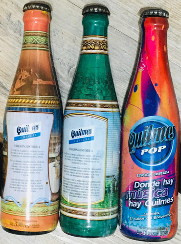 Lote 3 Coleccionables Botella Cerveza Quilmes Histórica (Usado)