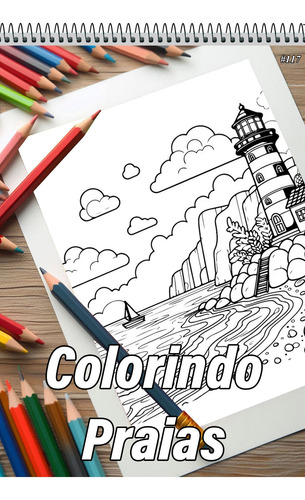 Caderno Com 50 Desenhos Para Colorir Praias - Tamanho A4 (21x29,7cm) #117