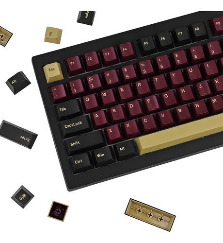 Jolintal 168 Teclas Red Samurai Keycaps, Teclas Pbt Negras