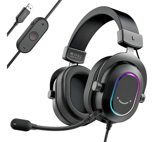 Headset Fifine Ampligame H6 Rgb 7.1 Surround Gamer -black