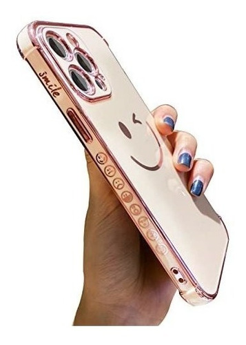 Funda Compatible Con iPhone 13 Pro Max Guiño Feliz Rosado