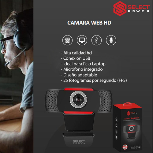 Webcam Select Power Cam-sp Hd Micrófono Integrado