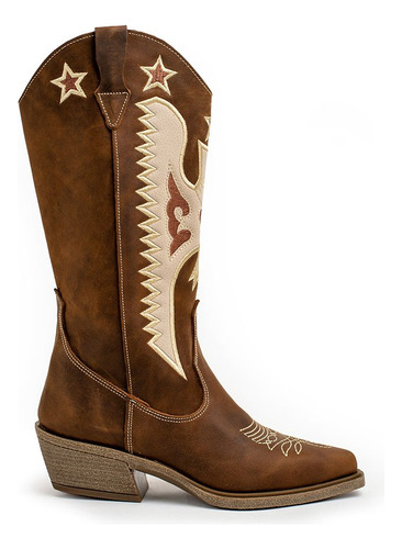 Bota Tejana Zoe Alt Bord 1 Cuero Vacuno Engrasado Brown
