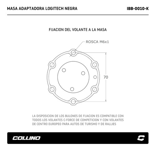 Adaptador De Volante Collino C-force A Logitech Negro Fsim