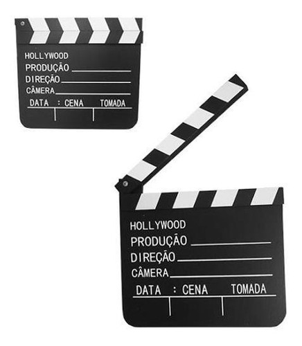 Claquete Filme Cinema Vídeos Decoração De Madeira 20x18,5cm