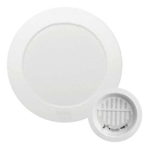 Luminária Plafon De Led Slim 24w Redondo Embutir Bivolt Cor Branco/Frio (6500k) 110V/220V