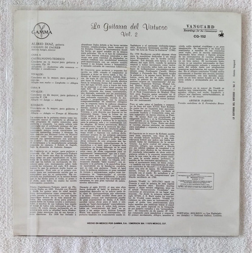 Alirio Diaz Lp La Guitarra Del Virtuoso Kohaut Vivaldi (Usado)