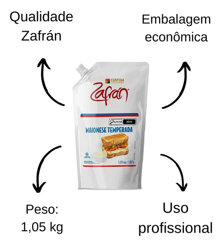 Kit 10 Unid. Maionese Temperada 1,05kg Zafrán - Profissional