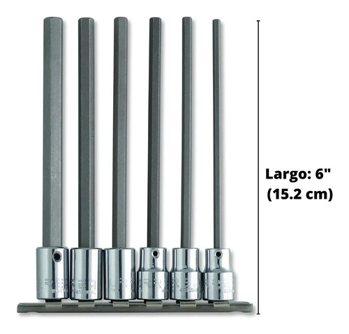 Juego De 6 Dados Largos Punta Hexagonal 3/8 4990sml Urrea